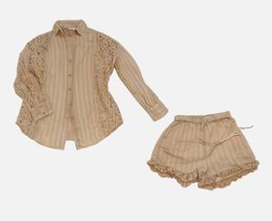 Костюм (шорты + рубашка) Miss Selfridge XS/S, хлопок с кружевом. Идеально для пляжа. 