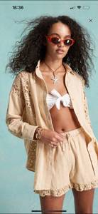 Костюм (шорты + рубашка) Miss Selfridge XS/S, хлопок с кружевом. Идеально для пляжа. 