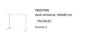 Стол Trotten белый, 160x80см